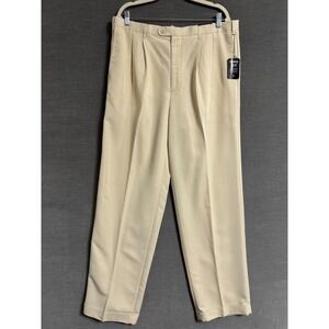 Ashworth Pants 38x32 Tan Cream Fore-Give Comfort Extender Pleated Casual Golf